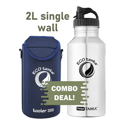 ecotanka megaTANKA 2.0L with Mega PP Lid & Kooler Cover (Dark Blue) – Combo Deal primary image