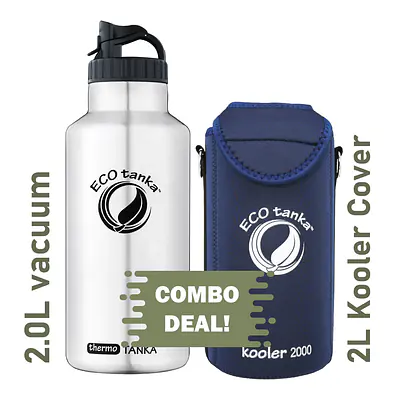 ecotanka thermoTANKA 2.0L with Mega PP Lid & Kooler Cover – Dark Blue Combo primary image
