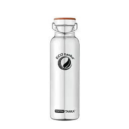 ecotanka thermoTANKA 600ml double-wall vacuum insulated stainless steel water bottle with eco-friendly bamboo and stainless steel lid, keeps drinks hot or cold for hours, reusable and BPA-free.