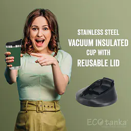  ecotanka 350ml UrbanGo Cup with push-on pp lid, reusable, BPA-free, keeps drinks hot or cold.