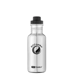 ecotanka miniTANKA 600 ml single-wall stainless steel water bottle with durable ScrewTOP lid, interchangeable with most supermarket soda bottle caps, lightweight, reusable and BPA-free. 